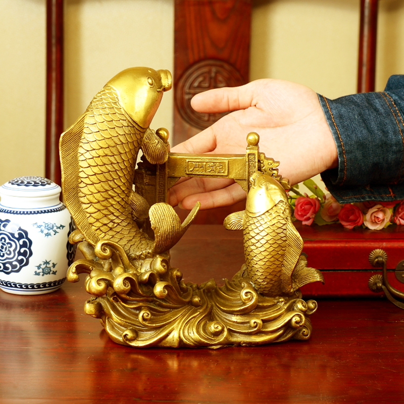 Pure copper fish Yue carp furnishing piece fengshui carp jump dragon door