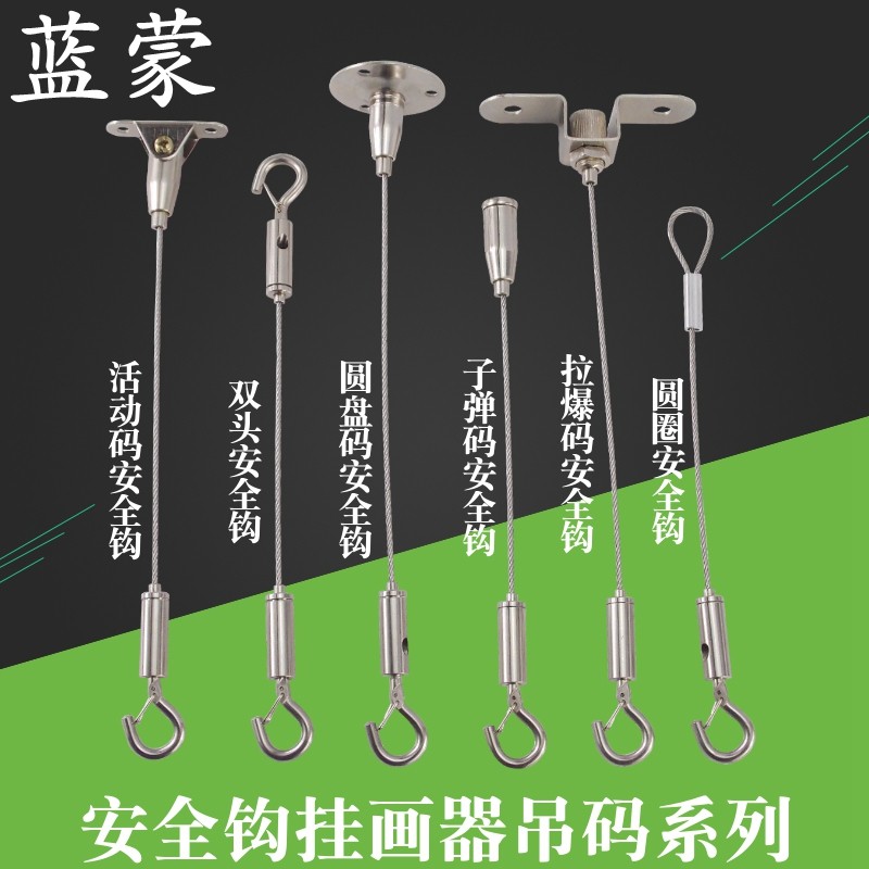 Blue Meng 304 steel wire rope lighting chandelier fixture hanging wire safety copper hook hanging drawing line hanging painting hook hanging painter