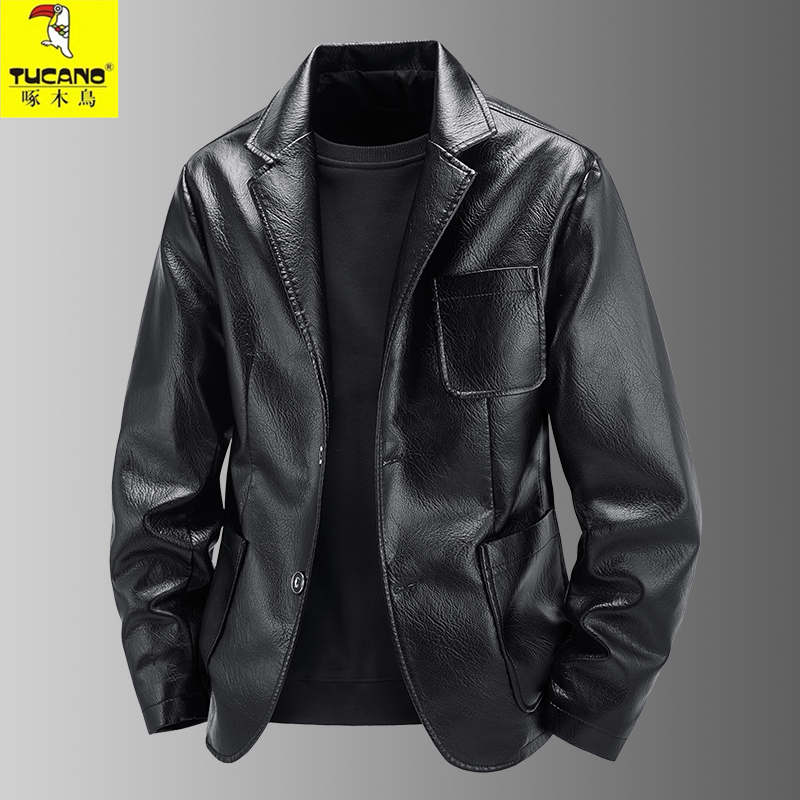 Woodpecker Official Website Genuine Leather Jacket for Young and Middle-Aged Men, Turn-Down Collar Business Sheepskin Leather Coat, Autumn Haining Men's Genuine Leather Suit Jacket Woodpecker Official Website Genuine Leather Jacket for Young and Middle-Aged Men, Turn-Down Collar Business Sheepskin Leather Coat, Autumn Haining Men's Genuine Leather Suit Jacket