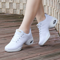 New Four Seasons black mesh dance shoes soft bottom white dance shoes square dance shoes women adult fitness yoga shoes