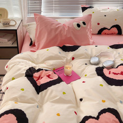 Dopamine Internet-Famous Pure Cotton Four-Piece Bedding Set, All-Cotton 2025 New Style Duvet Cover, Girly Pink Bedding Three-Piece Set ins