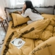 Giặt bộ đồ giường bằng vải cotton bốn mảnh bộ đồ ngủ ký túc xá bộ ba bộ Bắc Âu in công chúa gió quilt 4 chăn trải giường lily - Bộ đồ giường bốn mảnh