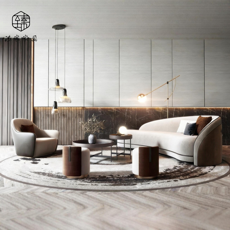 Wabi-Sabi Style Hotel, Guesthouse, Clubhouse, Rest Area, Reception Curved Sofa, Modern Minimalist Beauty Salon, Sales Office Sofa