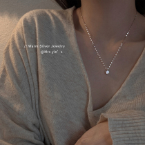 Silver Chunchun 925 sterling silver single diamond necklace female design sense choker niche exquisite light luxury 2021 New Tide