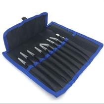 9-piece canvas bag set ESD anti-static stainless steel trimming Tweezers Black Straight Elbow