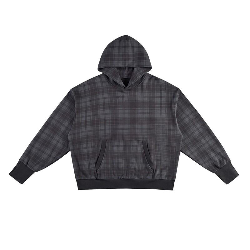 Zhongruishi 2026 Autumn New Style 400g Pure Cotton Plaid College Style Terry Hooded Sweatshirt Unisex American Style Hoodie
