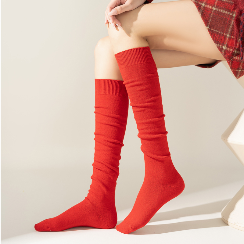 Big Red Socks Women's Calf Socks Long Knee-High Pile Socks Pure Cotton Jk Socks Mid-Tube Long Socks Animal Year
