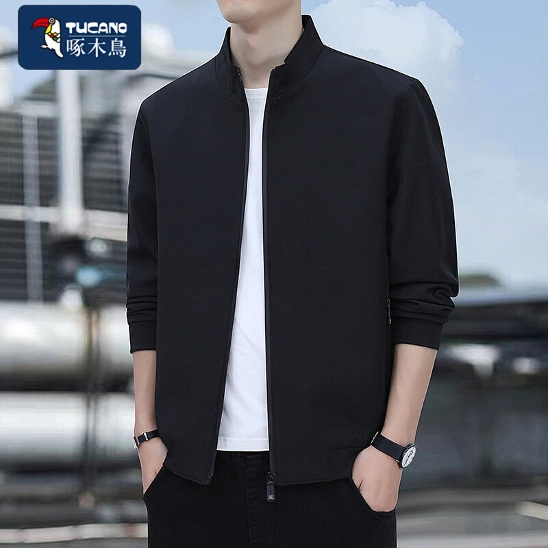 Woodpecker Business Executive Jacket Men's Casual Coat 2026 Spring New Loose Stand Collar Spring and Autumn Jacket Woodpecker Business Executive Jacket Men's Casual Coat 2026 Spring New Loose Stand Collar Spring and Autumn Jacket