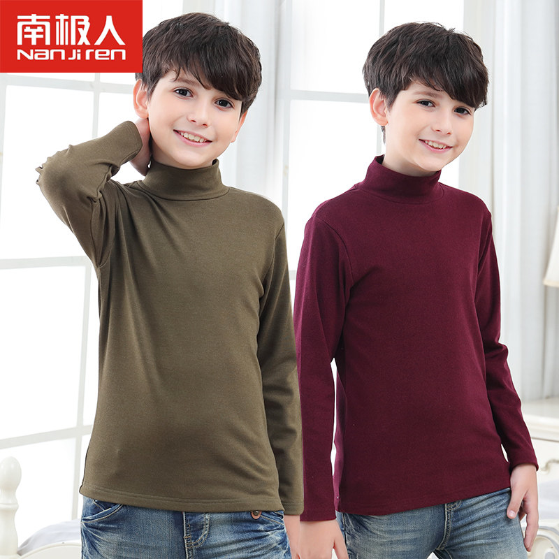 South Pole Boy Clothing Boy Jersey Kid Jersey Kid Jersey Spring Autumn Beating Bottom Long Sleeves Half High Collar Blouse Autumn Clothing