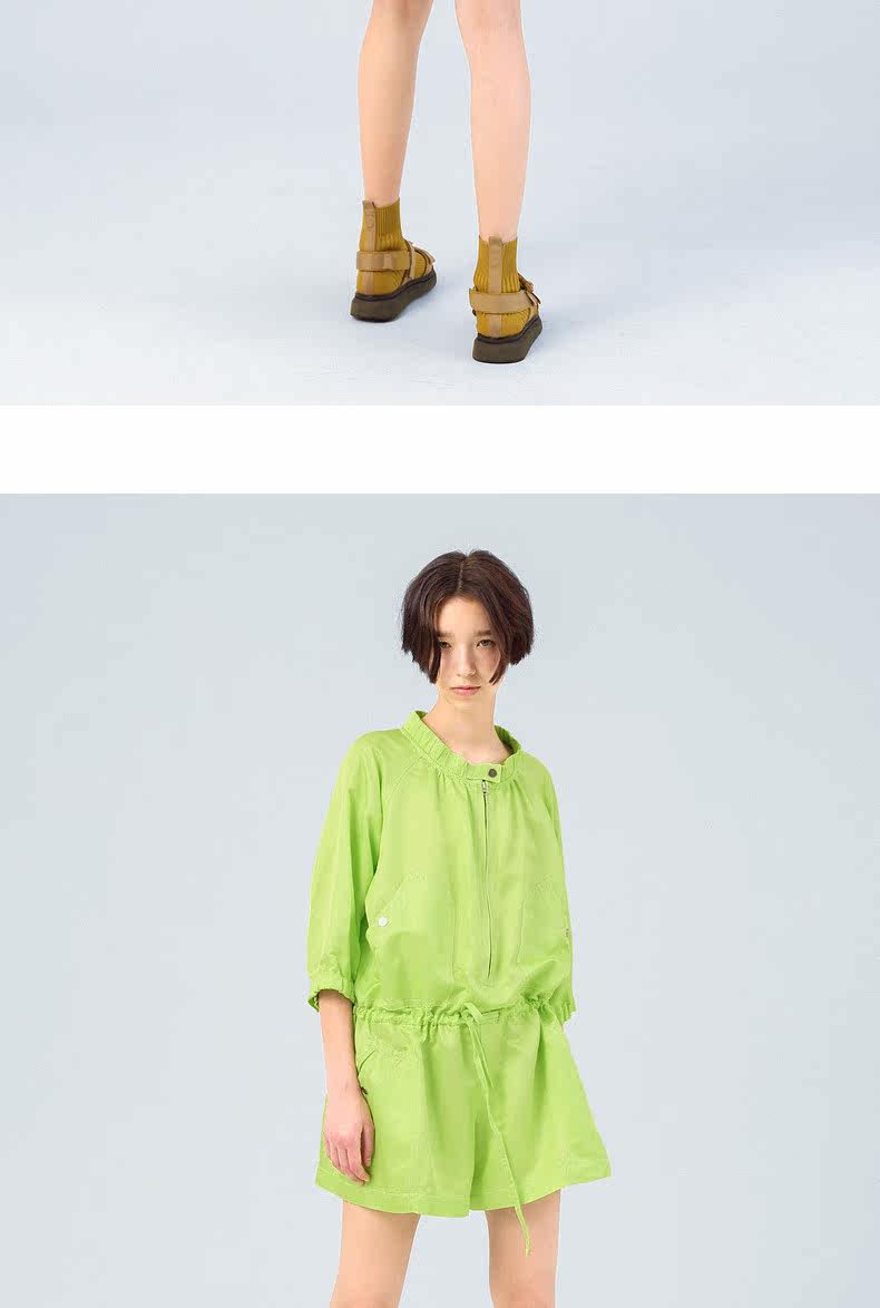 Боди/брюки 【商场同款】moveup幻走2020夏季新品 立领光泽拉链宽松连体裤女