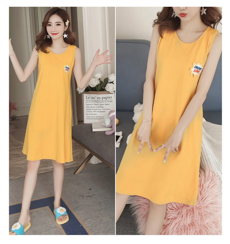 Nightdress nữ mùa hè cotton Hàn Quốc sinh viên tươi không tay đồ ngủ nữ mùa hè sling dễ thương rùa vest dịch vụ nhà