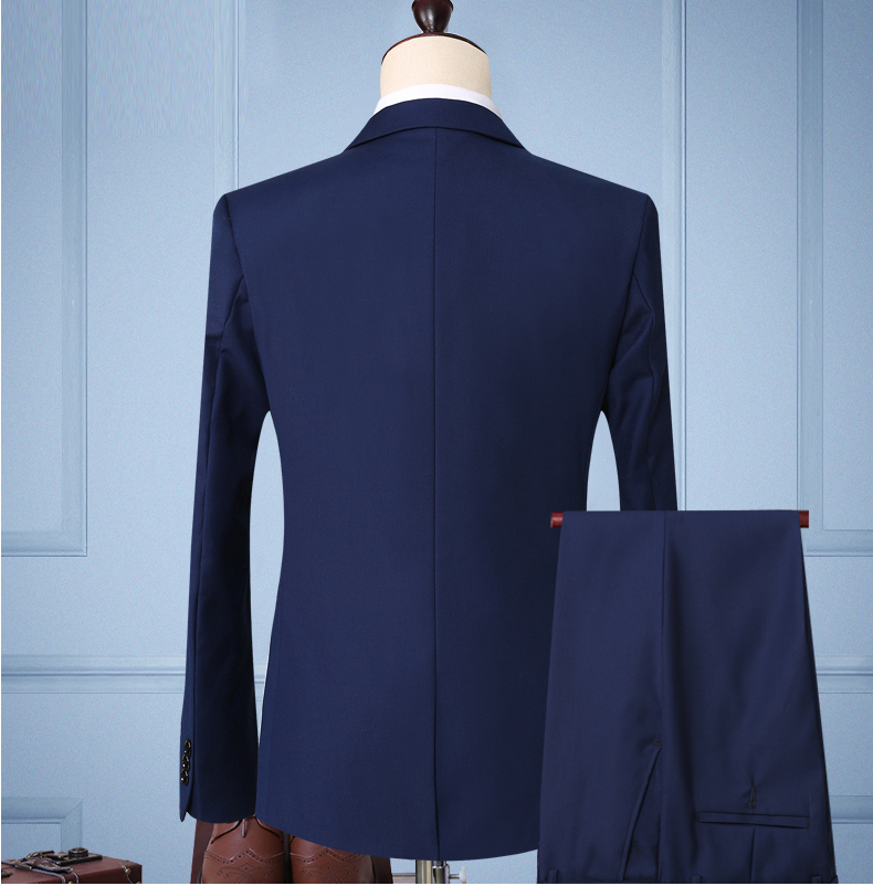 Bộ đồ vest nam hai mảnh phù hợp với Slim Hàn Quốc kinh doanh mặc màu đen hải quân nam màu xanh phù hợp với trung niên áo vest nam cao cấp