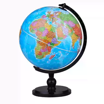 博目地球仪32cm Ar功能中文政区炫影黑支架q3274教学用初高中学生用地球仪家居摆设海量信息经典蓝色球体