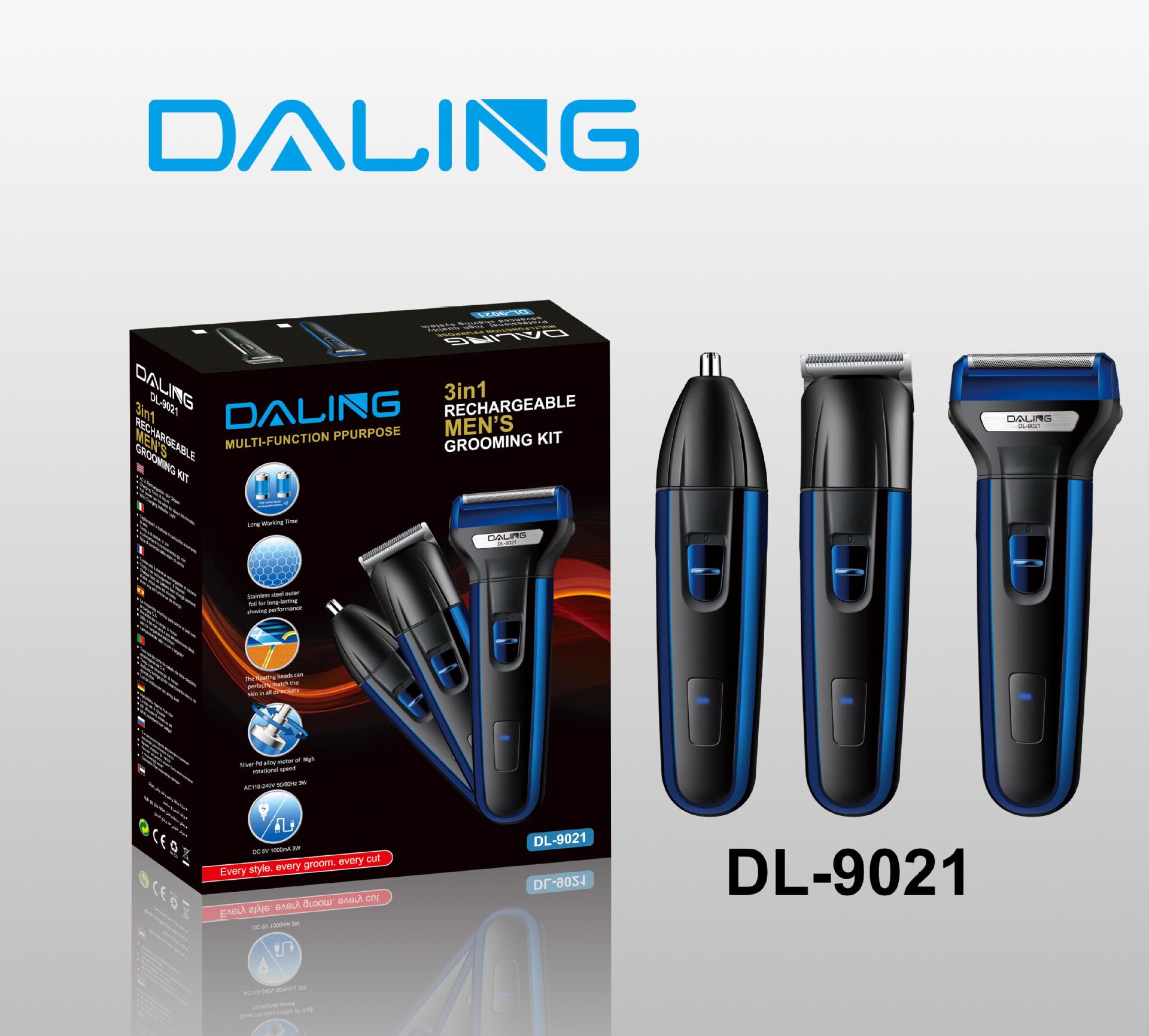 Liyuanjia Daling 9021 electric razor razor rechargeable multi-function hair trimmer beard trimmer