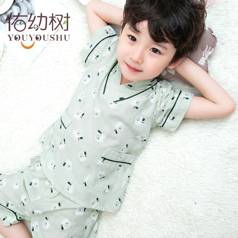 Boys ' home clothes baby pajamas thin 2021 summer new children's Foreign school short-sleeved suit summer air conditioning clothes