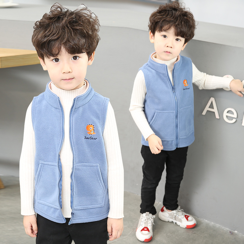 Children's waistcoat vest Boys fleece horse clip 2021 autumn new children's clothing baby zipper shirt Western school waistcoat vest