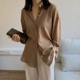 Цветная весенняя осенняя ретро сексуальная рубашка, из хлопка и льна, в западном стиле