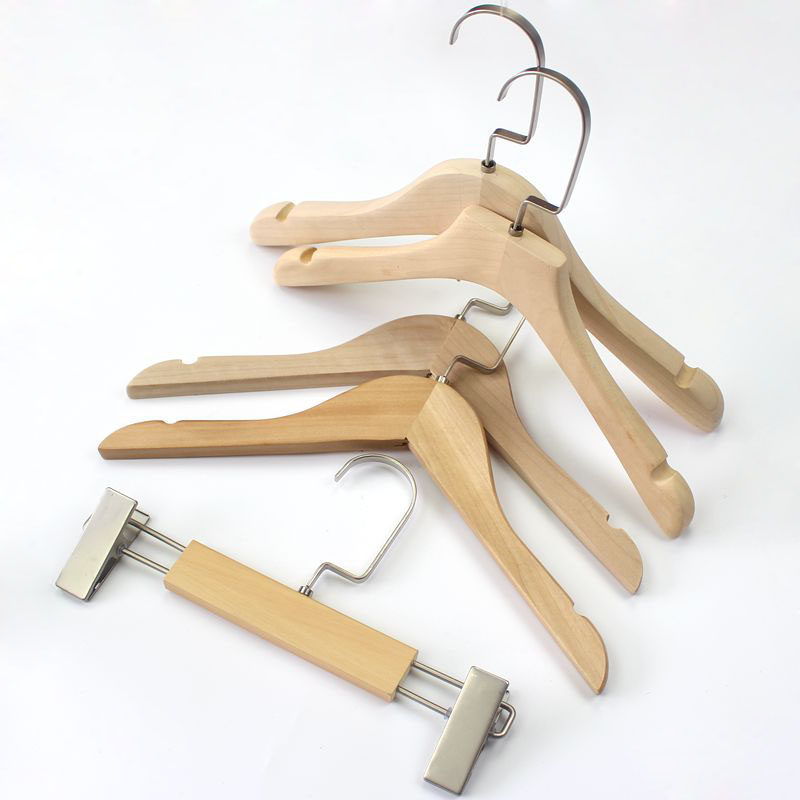 Children's clothing store clothes hanger children's clothes hanger unpainted log solid wood clothes hanger children's hanging clothes display