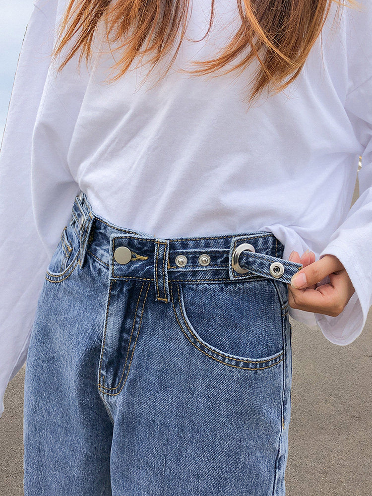 Jeans women's 2021 new spring dress thin high waist loose straight tube Harun Luo Radish dad pants large size tide