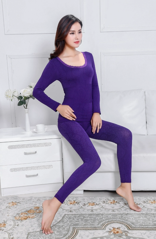 Modal Ladies Quần mùa thu Cotton cotton Áo len nữ Ren mỏng liền mạch Cơ thể ấm Bộ đồ lót đồ lót nam