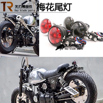Bates style Bass imported full metal retro motorcycle modified LED small round license plate taillight