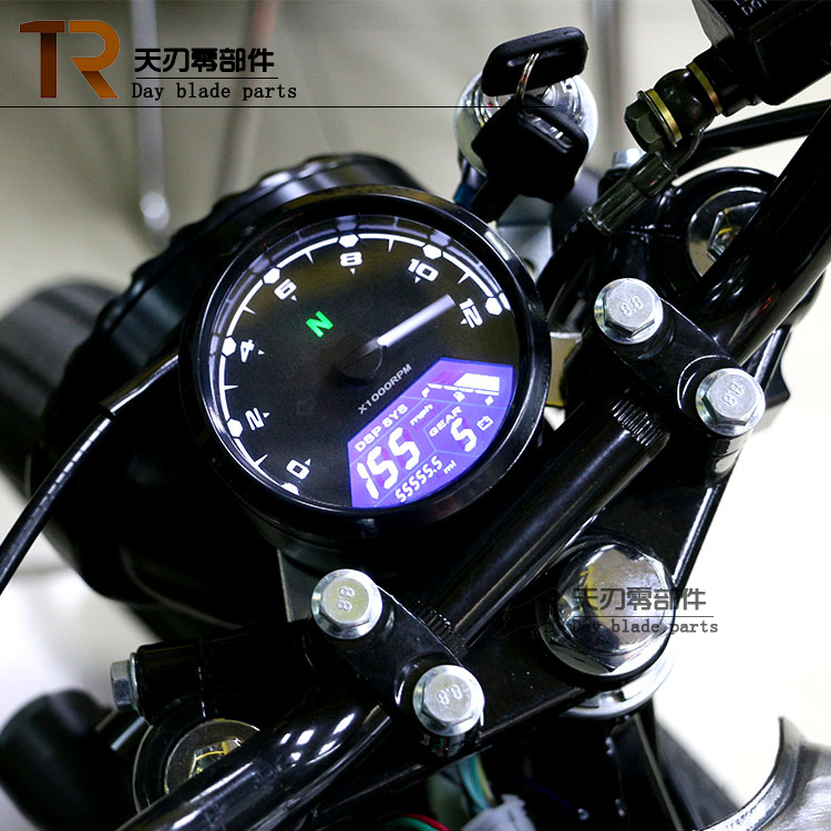 Dụng cụ xe máy retro sửa đổi đồng hồ đo tốc độ CG125 đồng hồ đo tốc độ dầu instrument LCD led cụ đồng hồ điện tử xe wave
