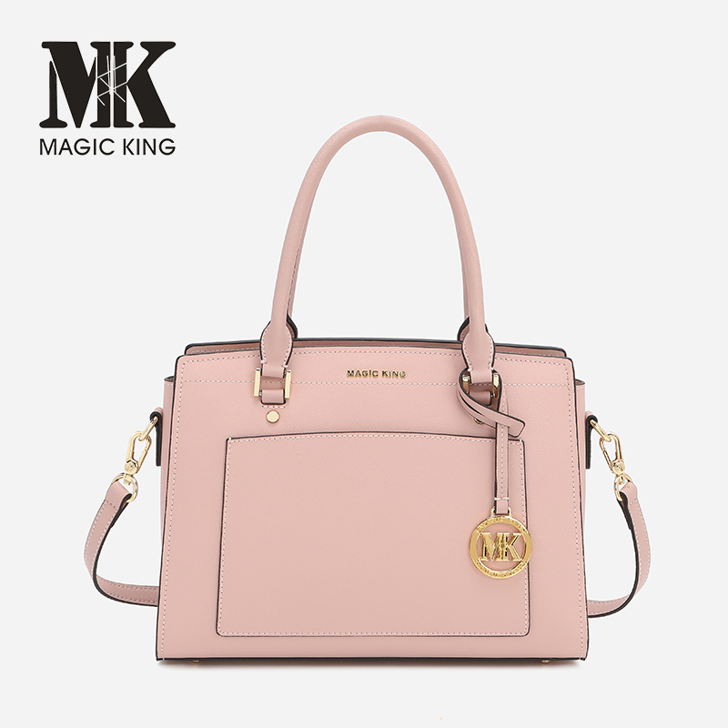 Mk Genuine Pink Bag First-Layer Cowhide Handbag 2023 New Model Women's Shoulder Bag Women's Bag for Commuting Large Capacity