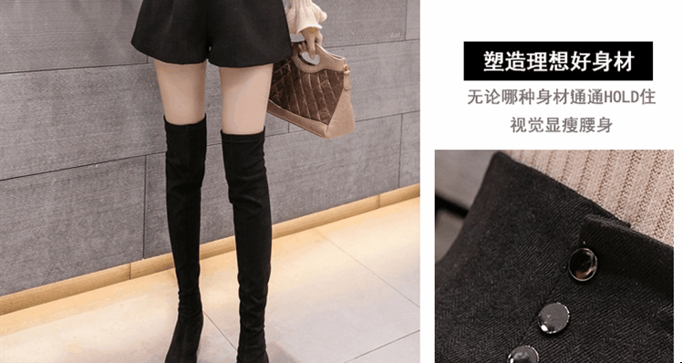 Quần short nữ mùa đông 2018 mới phiên bản Hàn Quốc hoang dã mặc quần cạp cao ống rộng ống rộng quần len ống rộng mùa thu đông shop quần áo nữ