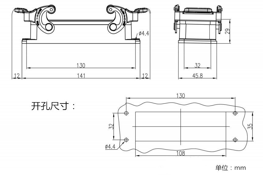 Адаптер 16a工业插头h24b重载连接器24芯hdc-he-024-1/2/3db/v1 pg21 pg29 Aotuker