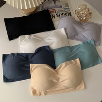 Korean version 100 lapped ice silk beauty back smear anti-walking light summer word wrap chest bra non-slip without shoulder strap without shoulder strap