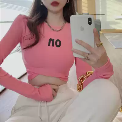 Slim Short base shirt Women Autumn Winter Style Style Letters Print Long Sleeve Shirt Shirt T-Shirt