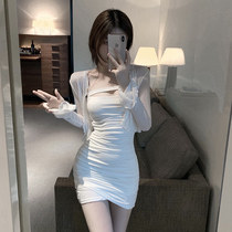 Spring dress 2021 new female Sexy Slim body thin temperament Joker shoulder strap bag hip dress tide