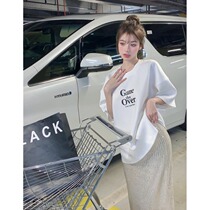 Korean Ins Wind blouses Summer Women Design Sensation Niche Fashion Loose 100 Hitch White Letter Printed Short Sleeve T-shirt Tide
