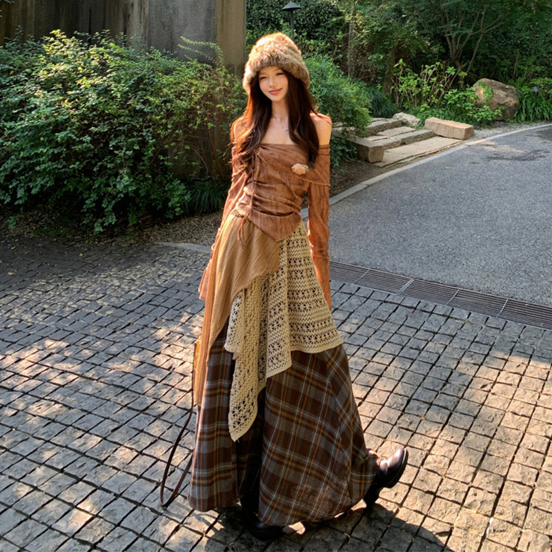 Xinjiang Yunnan Dali Lijiang Travel Vacation Outfit National Day Niche Bohemian Wasteland Style Dress Set