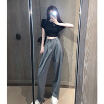 Casual pants women 2021 new fashion temperament loose spring and autumn Korean version of wide-legged Joker suit trousers ins tide