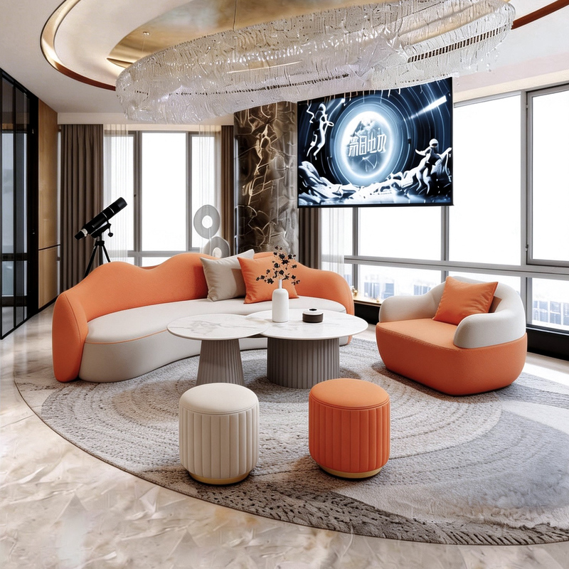 2026 New Model Curved Sofa Beauty Salon Office Yoga Gym Clothing Store Waiting Reception Rest Area Modern