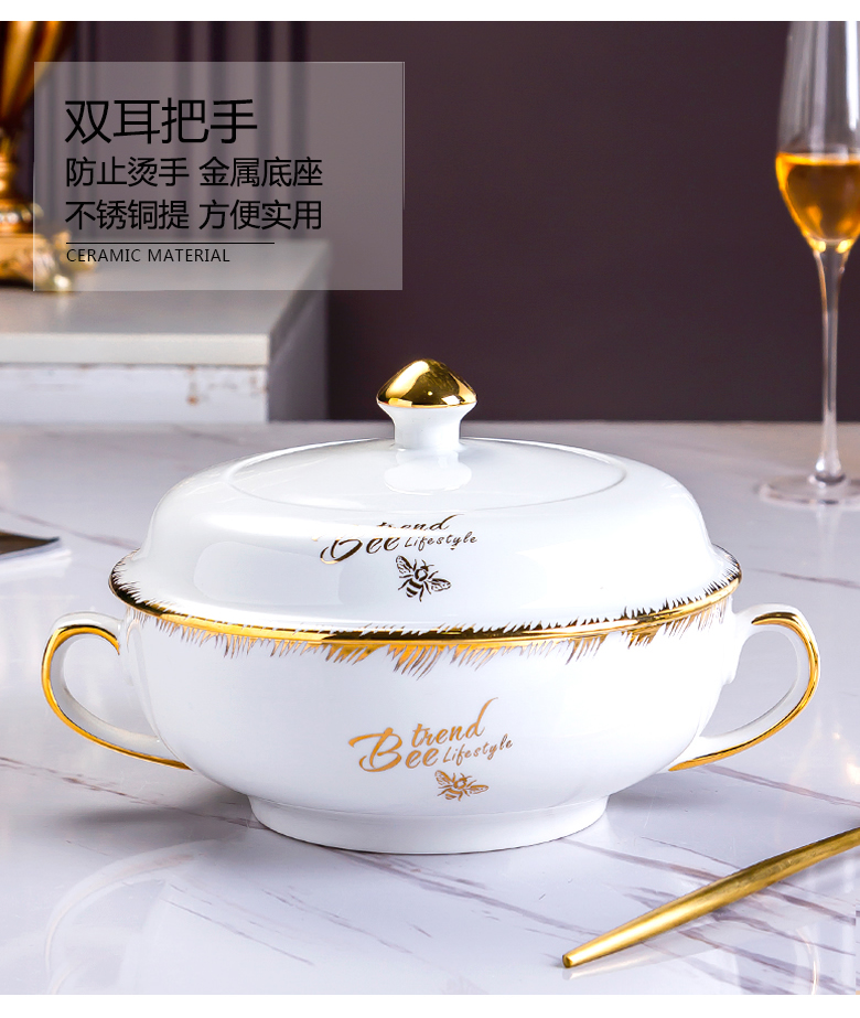 BeiYu bee jingdezhen tureen large household mercifully rainbow such as bowl with cover basin bowl of pickled fish soup ceramic bowl