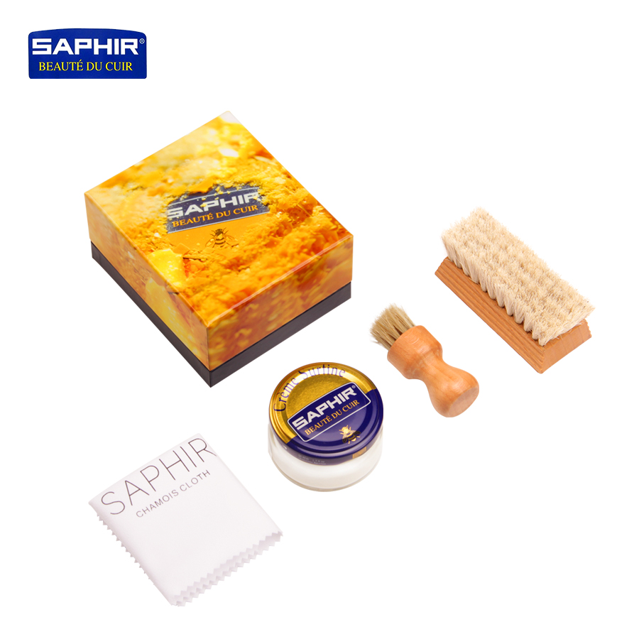 SAPHIR sapphire shoe polish set smooth leather shoes casual shoes leather boots maintenance care oil colorless black