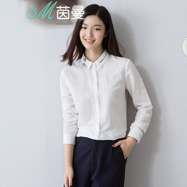 茵曼 18年春季新款 印花刺绣棉麻女式长袖衬衫 天猫优惠券折后¥119包邮(¥179-60)2色可选 茵曼 18年春季新款 印花刺绣棉麻女式长袖衬衫 天猫优惠券折后¥119包邮(¥179-60)2色可选