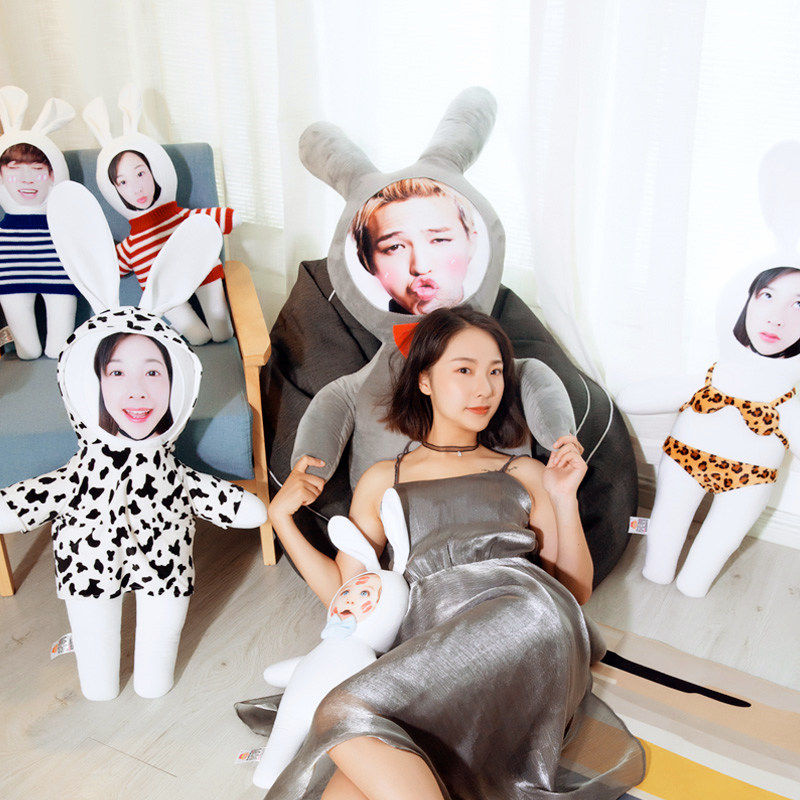 Photo custom life-shaped rabbit pillow ins Net red doll rabbit to make birthday gifts for girls 520