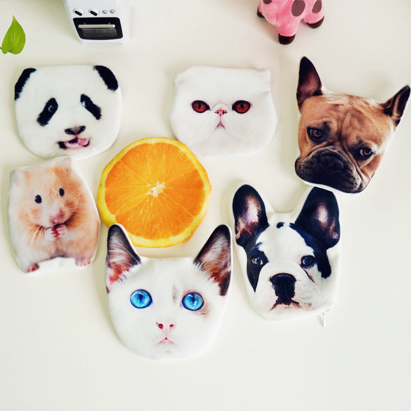 Custom pet coin purse Cute cat dog Rabbit fruit cartoon animation alien canvas key bag custom-made female