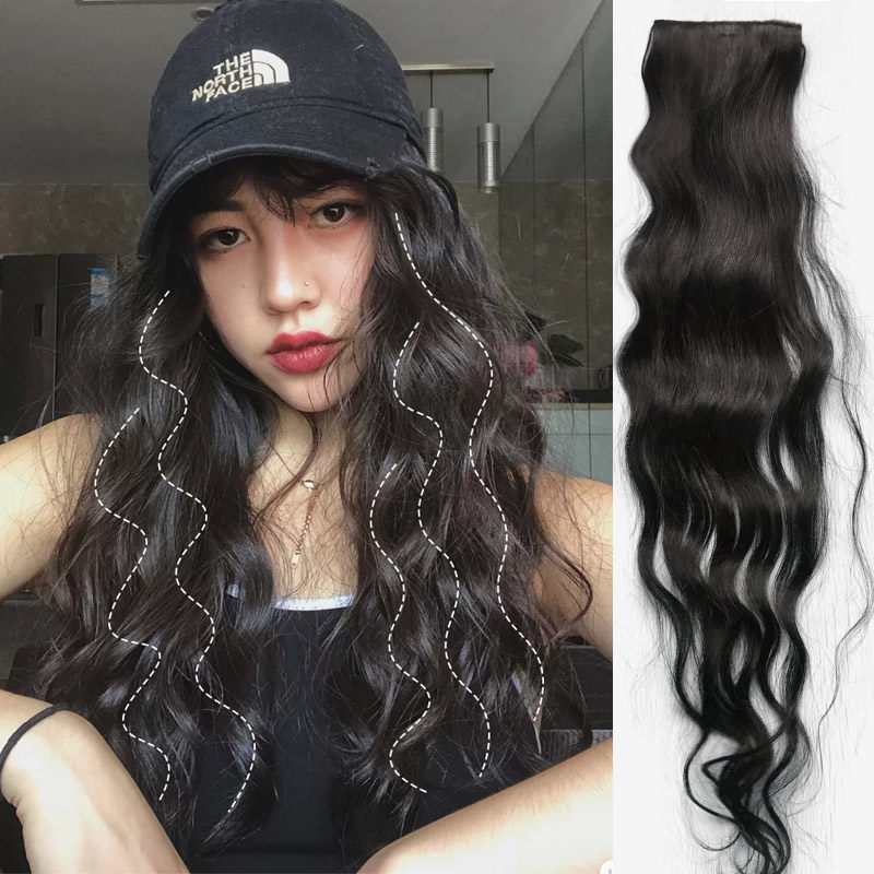Real hair curly hair piece large wave length curly hair fluffy natural wool roll live-action hair wig short and deep brown hair