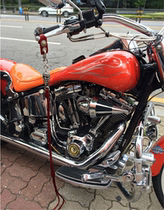 Hareindian Handlebars Horn Flow Suo Motorcycle Clutch Personality Decorative Leather Whip Genuine Leather Red Long