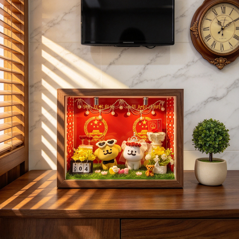 Line Art Puppy Display Box Wedding Certificate Storage Photo Frame DIY Scene Setup Couple Gift High-End Feel Gift for Best Friend Line Art Puppy Display Box Wedding Certificate Storage Photo Frame DIY Scene Setup Couple Gift High-End Feel Gift for Best Friend