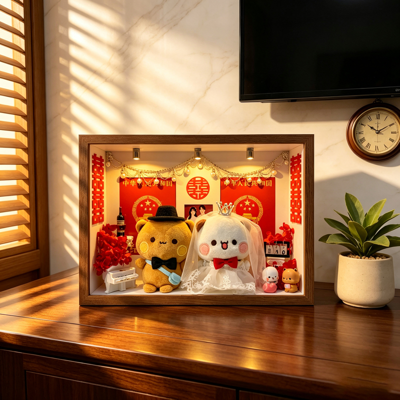 Dust-Proof DIY Display Box for Storing and Displaying Baby Dolls, Wedding Certificates, and Photo Frames on a Tabletop