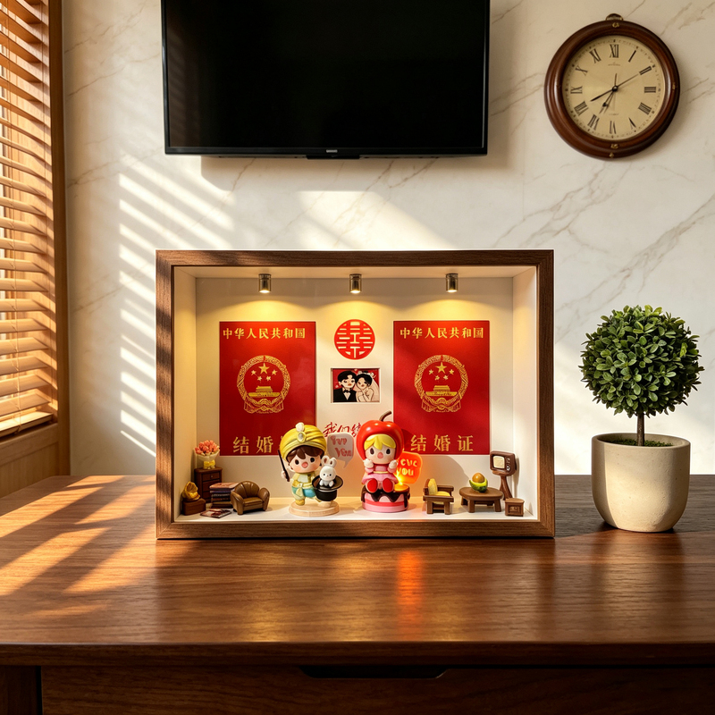 Star-Themed Anniversary Gift for Couples: Wedding Certificate Photo Frame, Couple Registration Certificate Display Stand