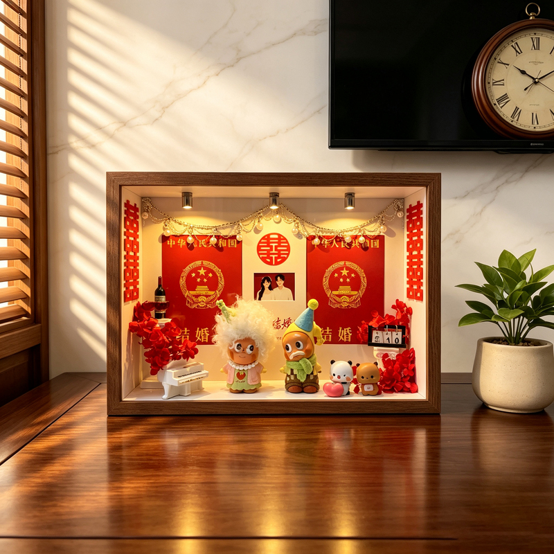 Star People Family of Three Elderly Couple Figurine Storage Display Box Heartwarming Blind Box Photo Frame with Lighting and Scenery Star People Family of Three Elderly Couple Figurine Storage Display Box Heartwarming Blind Box Photo Frame with Lighting and Scenery