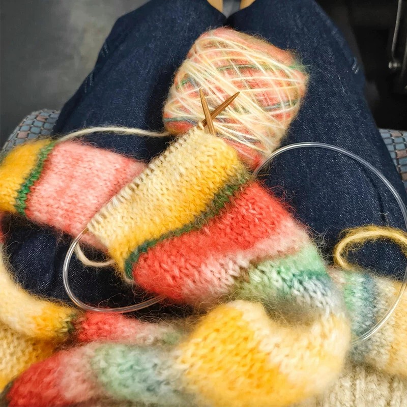 DIY Knitting Kit for Handmade Scarf, Gradient Mohair Scarf, Gift for Girlfriend