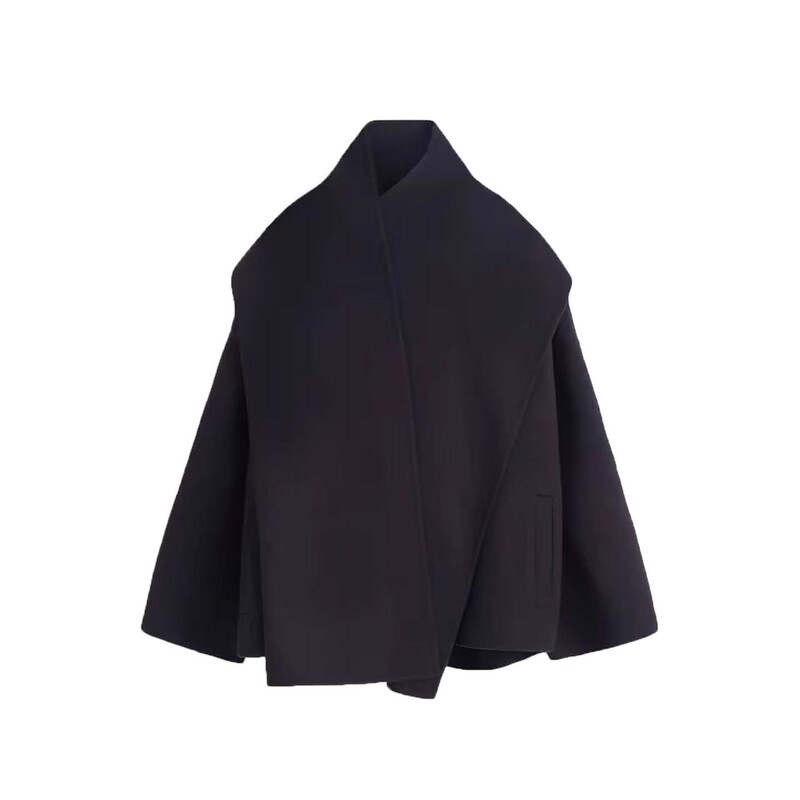 Midsummer Rila C*S Autumn and Winter Double-Sided Wool Blend Navy Blue Scarf Cape Coat 1361214001 Midsummer Rila C*S Autumn and Winter Double-Sided Wool Blend Navy Blue Scarf Cape Coat 1361214001