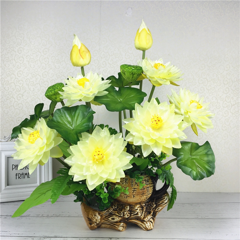 Một nồi mô phỏng hoa sen sen cho Phật hoa tập nhỏ nhựa giả hoa nhỏ trồng trong chậu trang trí trang trí nhà cửa.